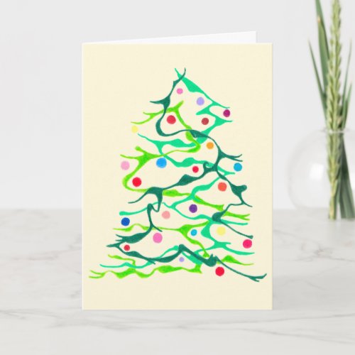 Arty Christmas Tree Card with White Envelope