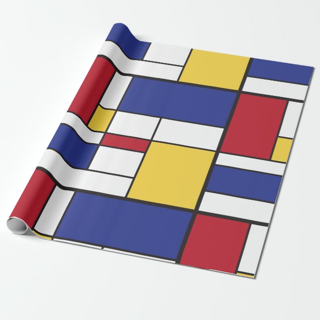 Arty Colorful Rectangles Wrapping Paper (Unrolled)