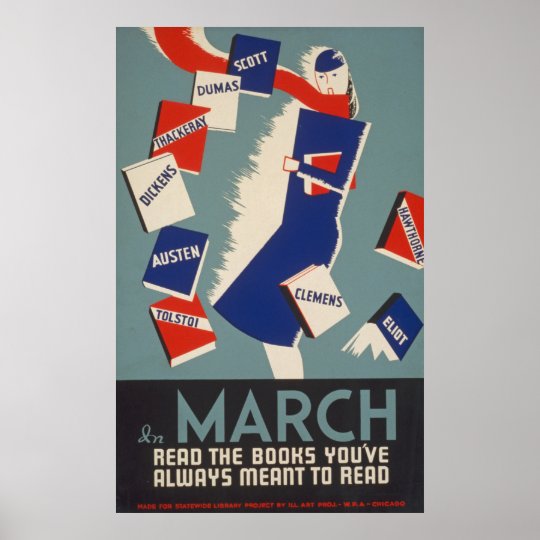 In March read the books always meant to read WPA artwork poster wall decor