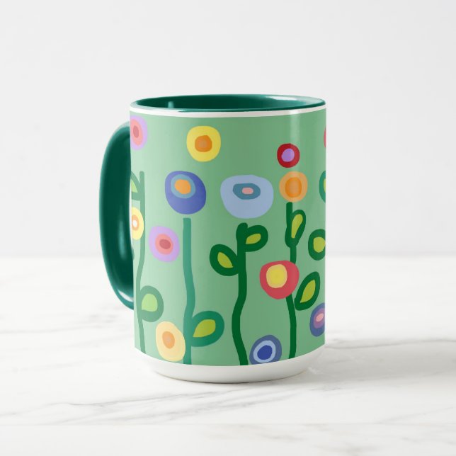 Arty flowers mug (Front Left)