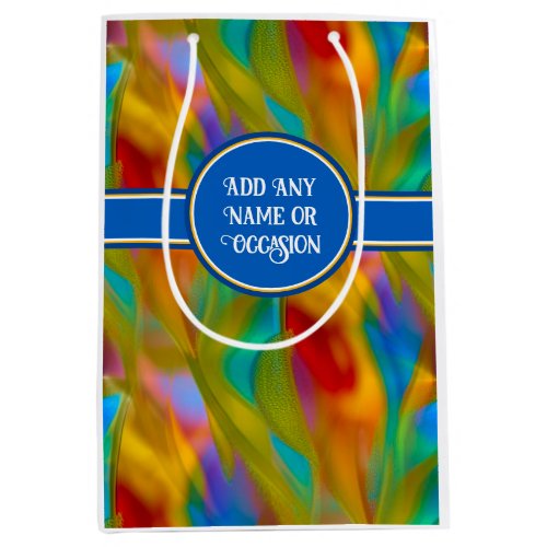 Arty Glass Fluid Colors _ Custom Name  Occasion Medium Gift Bag