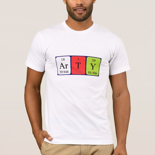 Arty periodic table name shirt (Front)
