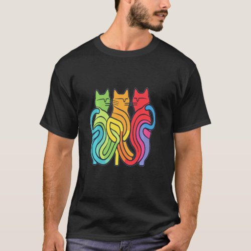 Arty Rainbow Puzzle Rainbow Cat Rave T-Shirt