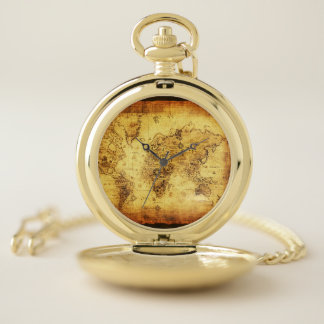 Arty Vintage Old World Map Pocket Watch