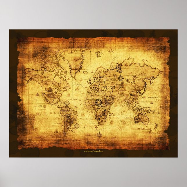 Arty Vintage Old World Map Poster 2 (Front)
