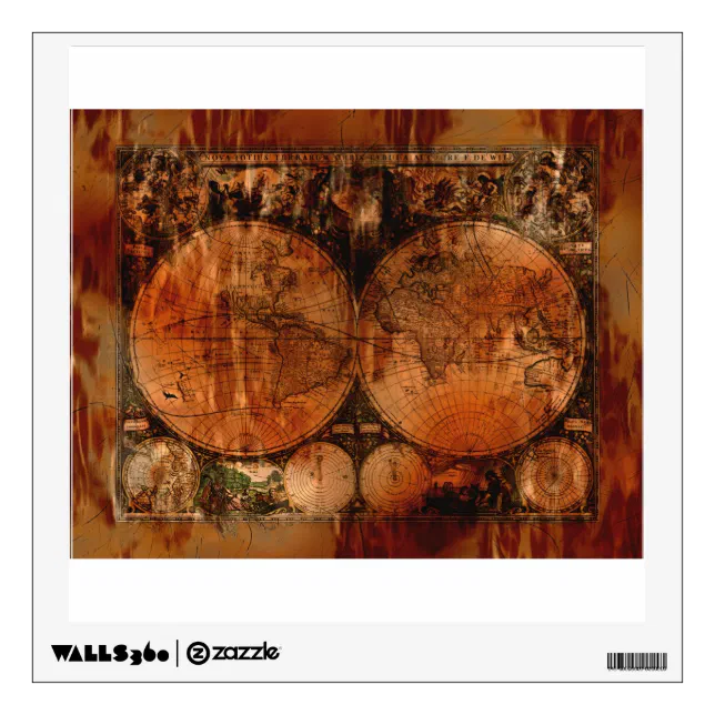 Arty Vintage Old World Map Wall or Window Decal Zazzle