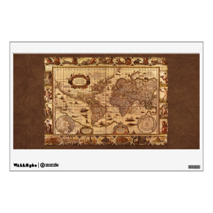 Old World Map Wall Decals Stickers Zazzle Arty Vintage Old World Map Wall Or Window Decal