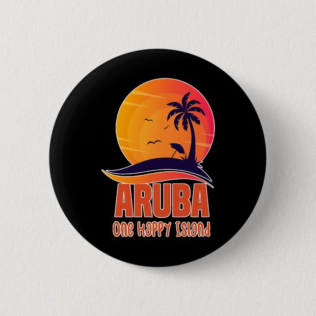 Aru One Happy Island Beautiful Sunset Beach  Button (Front)