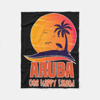 Aru One Happy Island Beautiful Sunset Beach  Fleece Blanket