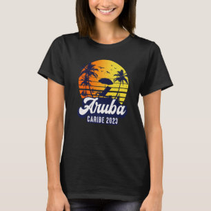 Aruba 2023 Caribe Sunset Beach Retro Premium T-Shirt