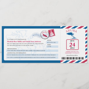 Aruba Airmail Boarding Pass iWedding Invitation