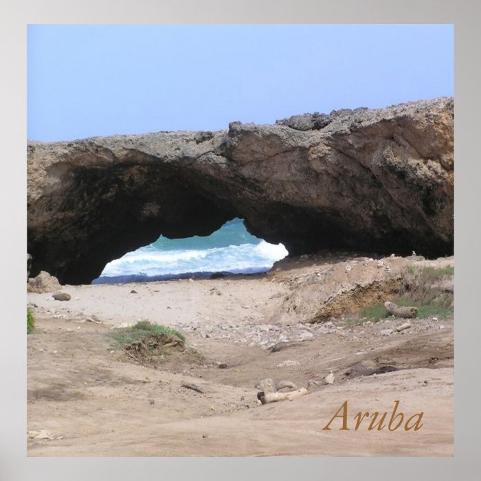 aruba, among the rocks into the sea print