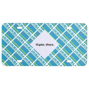 Aruba and Aruba Flag Tiled Personalized  License Plate