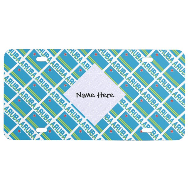 Aruba and Aruba Flag Tiled Personalized  License Plate (Front)