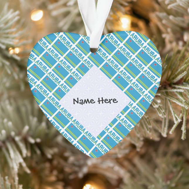 Aruba and Aruba Flag Tiled Personalized  Ornament (Tree)