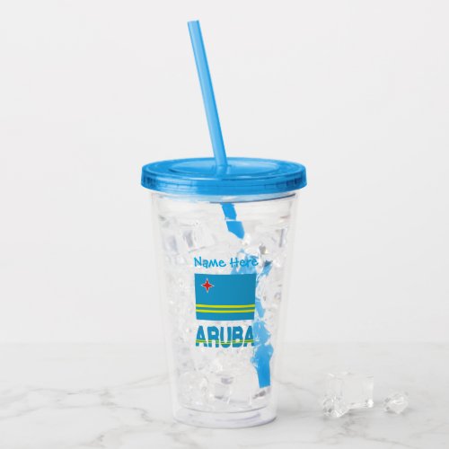 Aruba and Aruban Flag Blue Personalization  Acrylic Tumbler