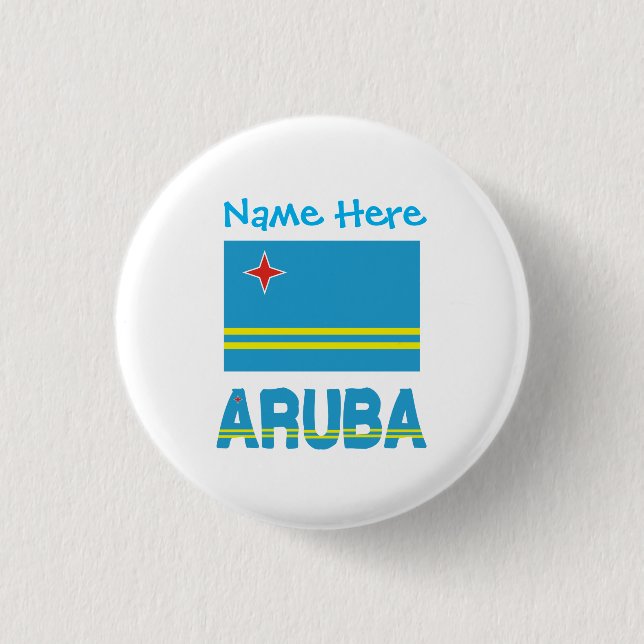 Aruba and Aruban Flag Blue Personalization  Button (Front)