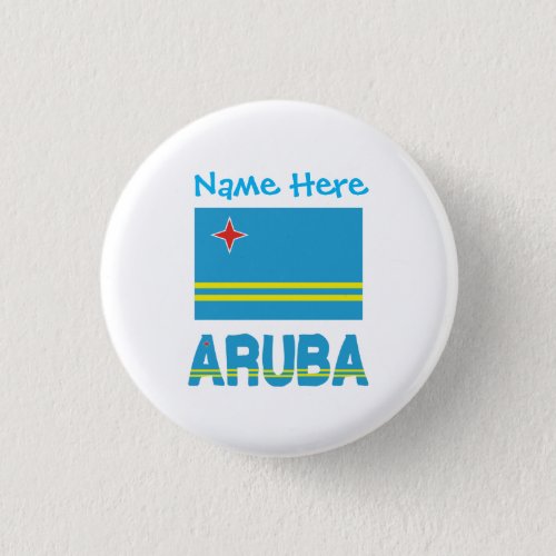 Aruba and Aruban Flag Blue Personalization  Button