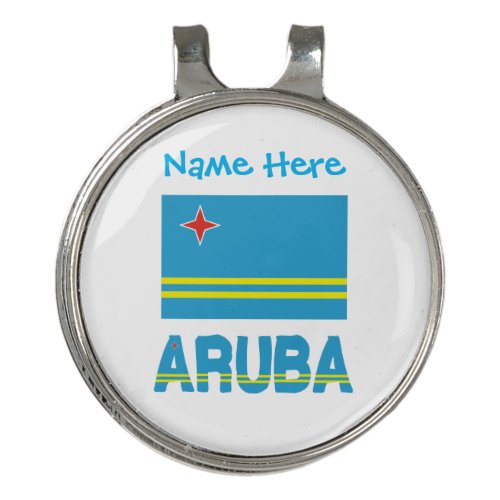 Aruba and Aruban Flag Blue Personalization  Golf Hat Clip