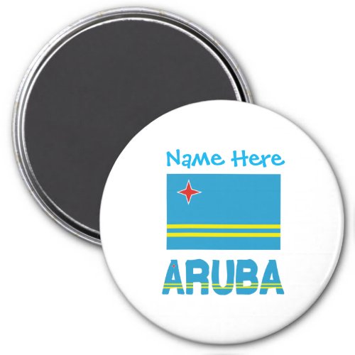 Aruba and Aruban Flag Blue Personalization  Magnet