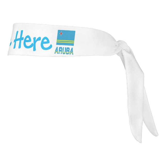 Aruba and Aruban Flag Blue Personalization  Tie Headband (Rotate 90)