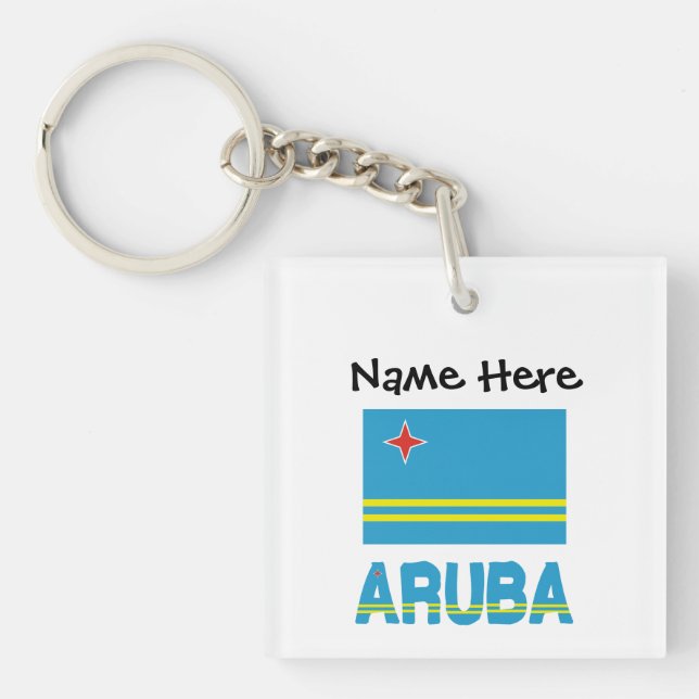 Aruba and Aruban Flag Personalized  Keychain (Front)