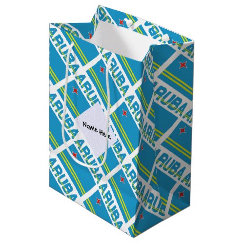 Aruba and Aruban Flag Tiled Personalized  Medium Gift Bag