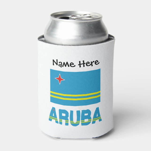 Aruba and Aruban Flag with Your Name Can Cooler (Can Front)