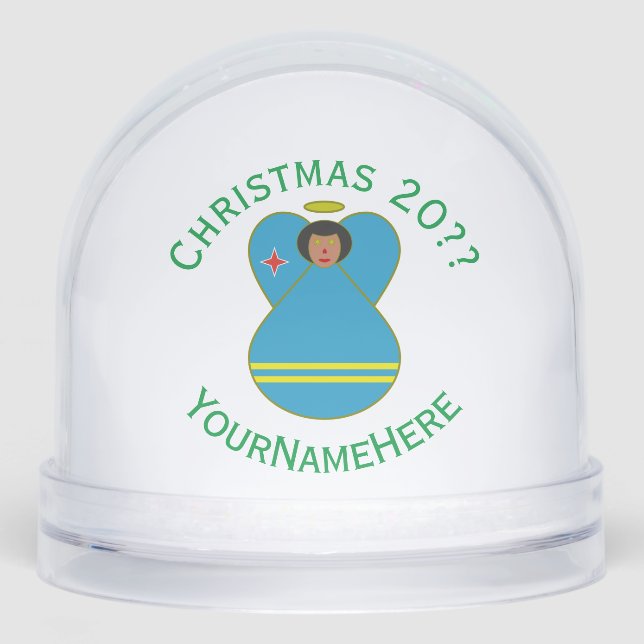 Aruba Angel Christmas Flag Personalized  Snow Globe (Front)