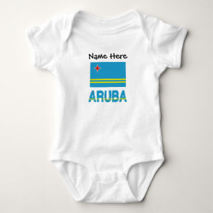 Aruba Aruban Flag Black Personalization  Baby Bodysuit