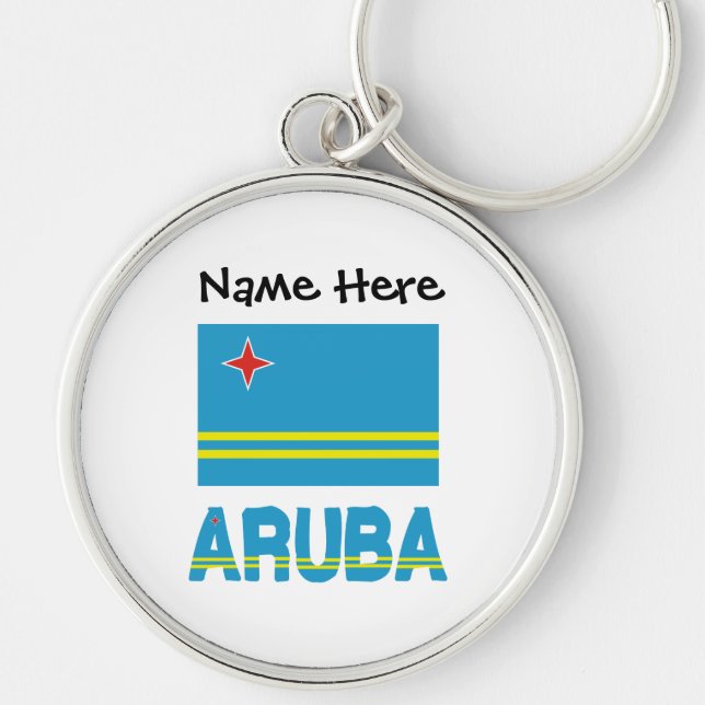 Aruba Aruban Flag Black Personalization  Keychain (Front)