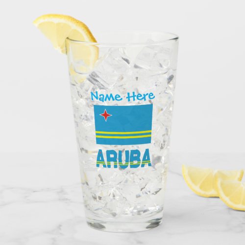 Aruba Aruban Flag Blue Personalization Drinking Glass