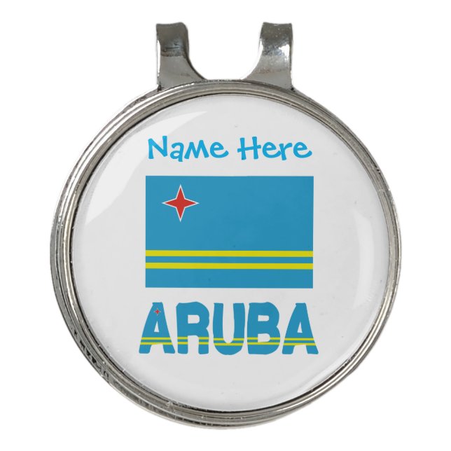 Aruba Aruban Flag Blue Personalization  Golf Hat Clip (Front)