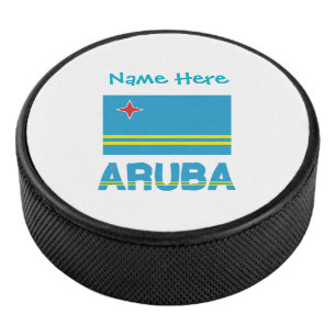 Aruba Aruban Flag Blue Personalization  Hockey Puck