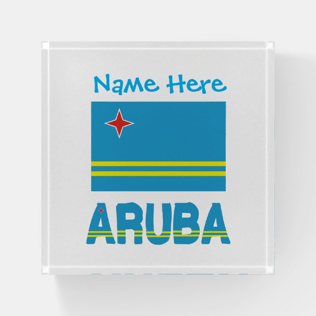 Aruba Aruban Flag Blue Personalization  Paperweight (Front)
