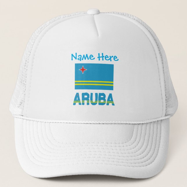 Aruba Aruban Flag Blue Personalization  Trucker Hat (Front)