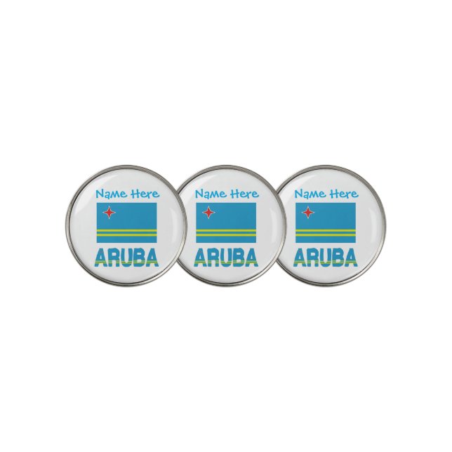 Aruba Aruban Flag Blue Personalized Golf Ball Marker (3 Up)