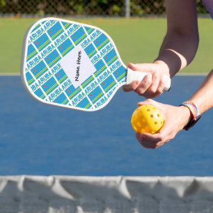 Aruba Aruban Flag Tiled Personalized Pickleball Paddle