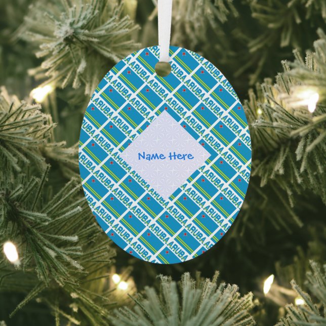 Aruba Aruban Flag Tiles Blue Personalization  Metal Ornament (Insitu)