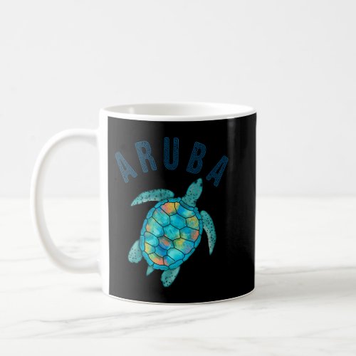 Aruba Beach Sea Turtle Illustration Coffee Mug