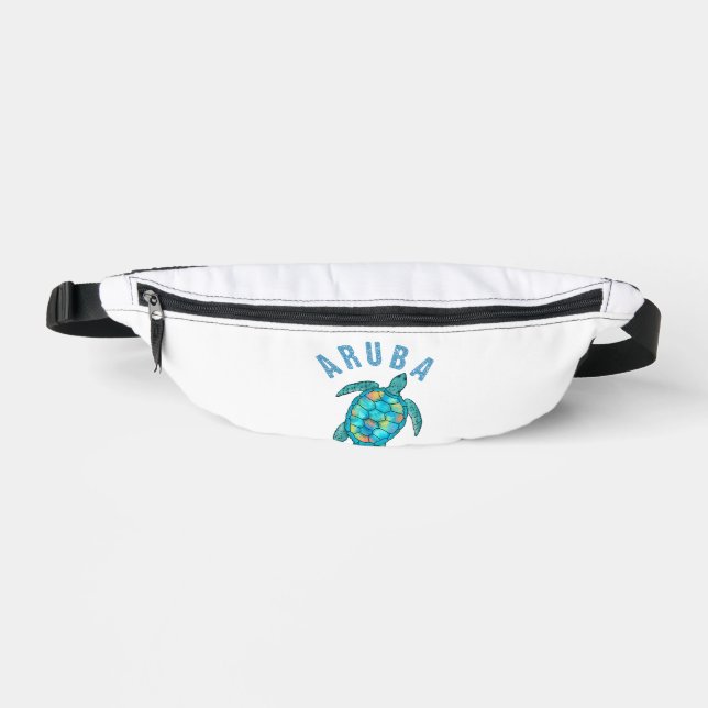 Aruba Beach Sea Turtle Illustration Fanny Pack (Front)
