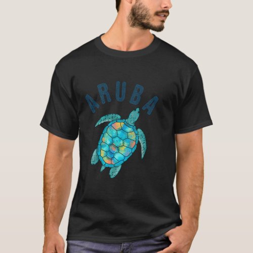 Aruba Beach Sea Turtle Illustration T_Shirt