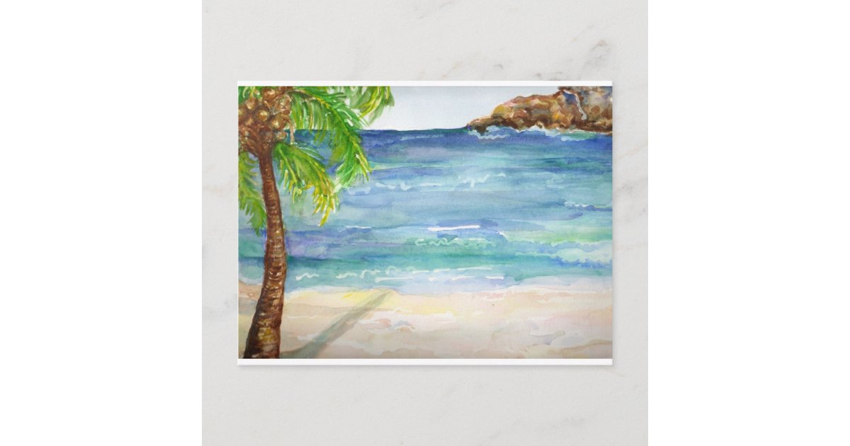 Aruba Beach with Palm Tree Postcard | Zazzle