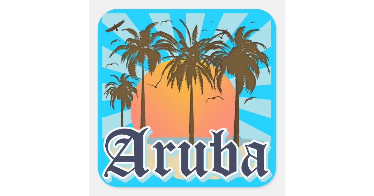 Aruba Beaches Sunset Square Sticker | Zazzle