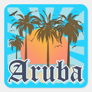 Aruba Beaches Sunset Square Sticker
