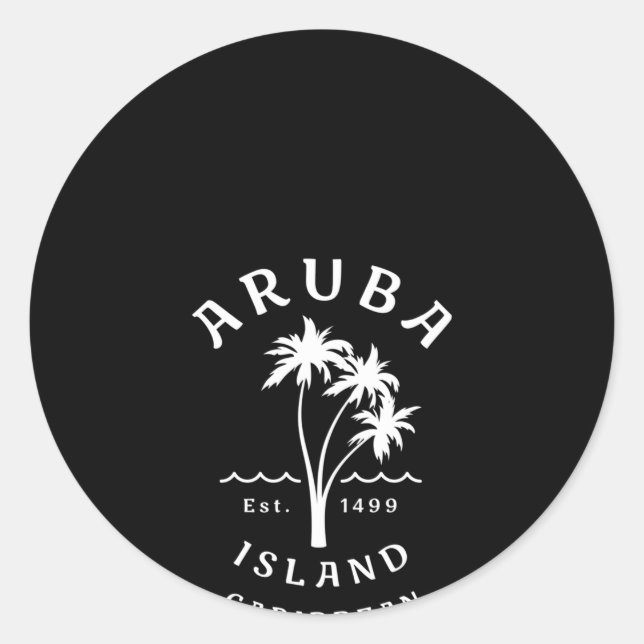 Aruba Caribbean Beaches Novelty Palm Tree Classic Round Sticker (Front)