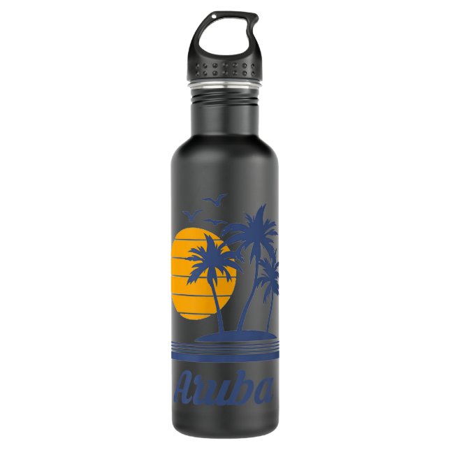 Aruba Caribbean Island Country Beach  Stainless Steel Water Bottle (Front)