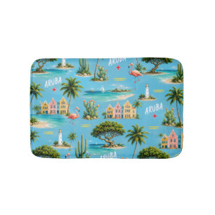 Aruba Caribbean Island lighthouse travel souvenir Bath Mat