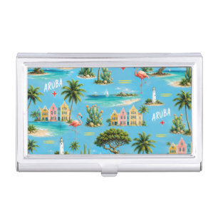 Aruba Caribbean Island lighthouse travel souvenir Business Card Case