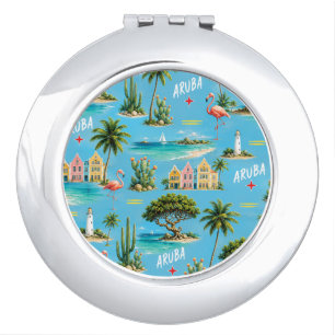 Aruba Caribbean Island lighthouse travel souvenir Compact Mirror